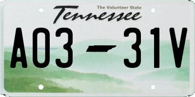 TN license plate A0331V