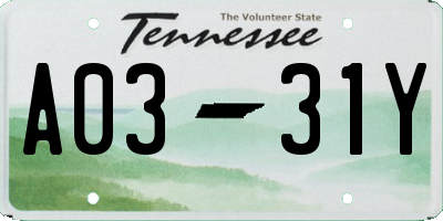 TN license plate A0331Y