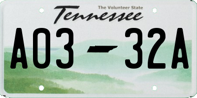 TN license plate A0332A