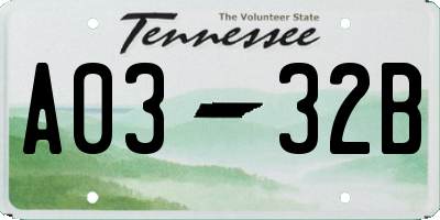 TN license plate A0332B