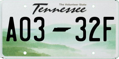 TN license plate A0332F