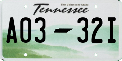 TN license plate A0332I