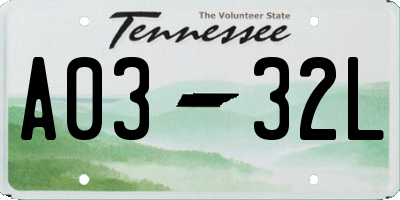 TN license plate A0332L