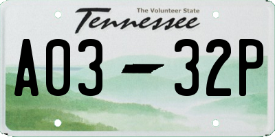 TN license plate A0332P