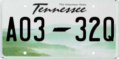 TN license plate A0332Q