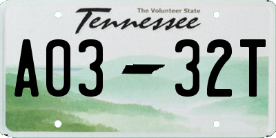 TN license plate A0332T