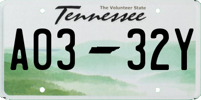 TN license plate A0332Y