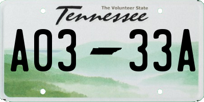 TN license plate A0333A