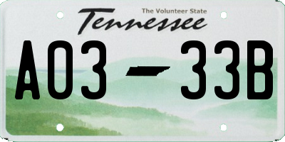 TN license plate A0333B