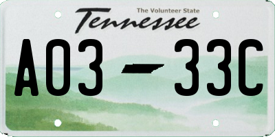 TN license plate A0333C