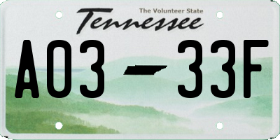 TN license plate A0333F