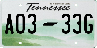 TN license plate A0333G