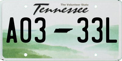 TN license plate A0333L