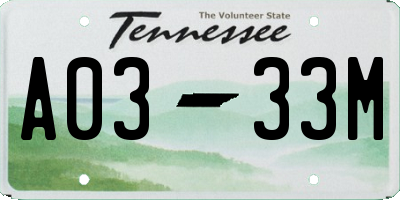 TN license plate A0333M