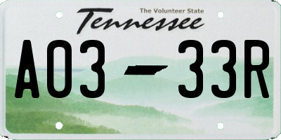 TN license plate A0333R