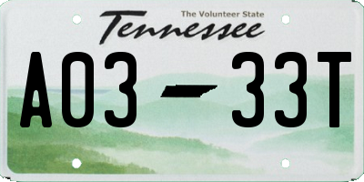 TN license plate A0333T