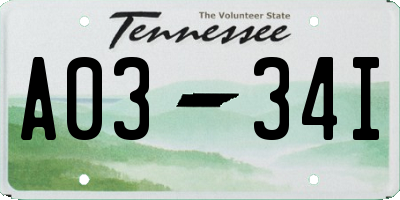 TN license plate A0334I