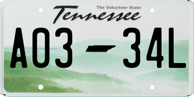 TN license plate A0334L