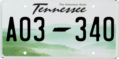 TN license plate A0334O