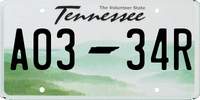 TN license plate A0334R