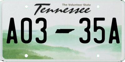 TN license plate A0335A