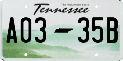 TN license plate A0335B