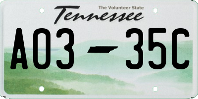 TN license plate A0335C