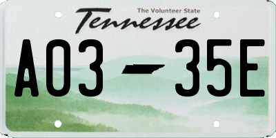 TN license plate A0335E