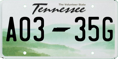 TN license plate A0335G