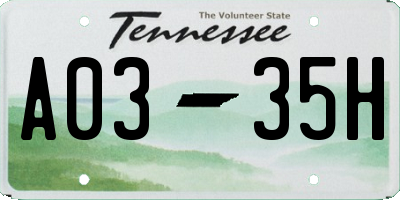 TN license plate A0335H