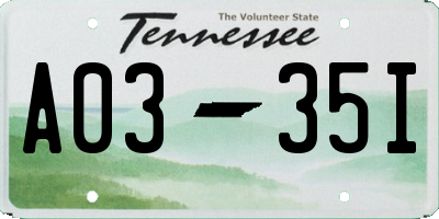 TN license plate A0335I