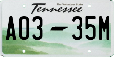 TN license plate A0335M