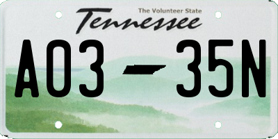 TN license plate A0335N