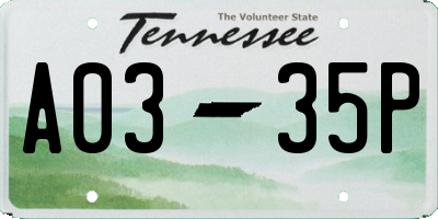 TN license plate A0335P