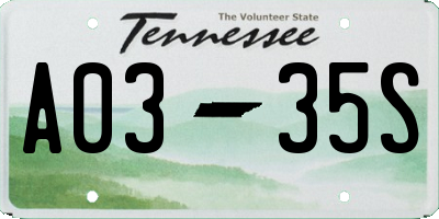 TN license plate A0335S