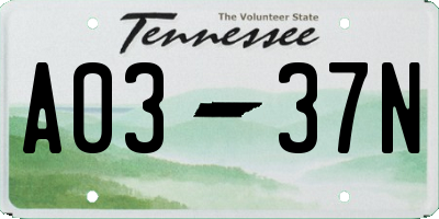 TN license plate A0337N