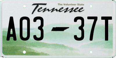 TN license plate A0337T