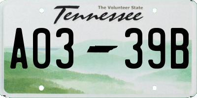 TN license plate A0339B