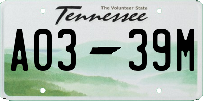 TN license plate A0339M