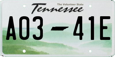 TN license plate A0341E