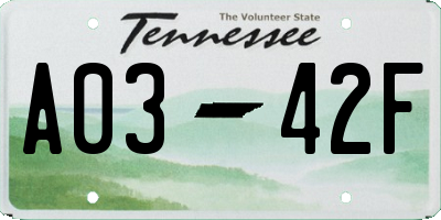 TN license plate A0342F
