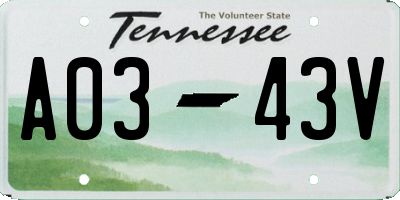 TN license plate A0343V