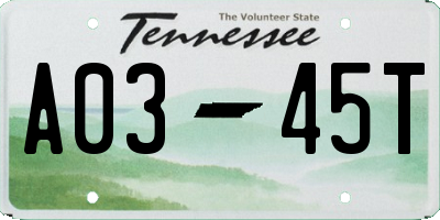 TN license plate A0345T
