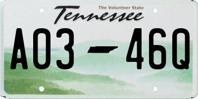 TN license plate A0346Q