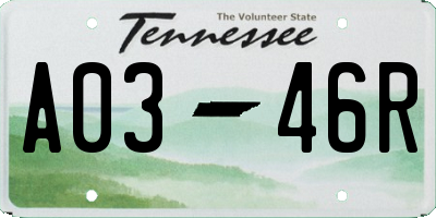 TN license plate A0346R