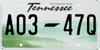 TN license plate A0347Q