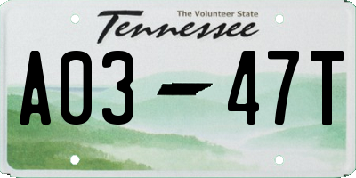 TN license plate A0347T
