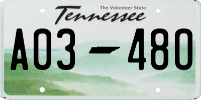 TN license plate A0348O