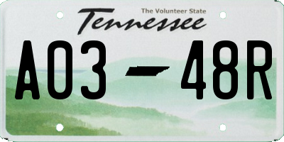 TN license plate A0348R