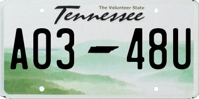 TN license plate A0348U